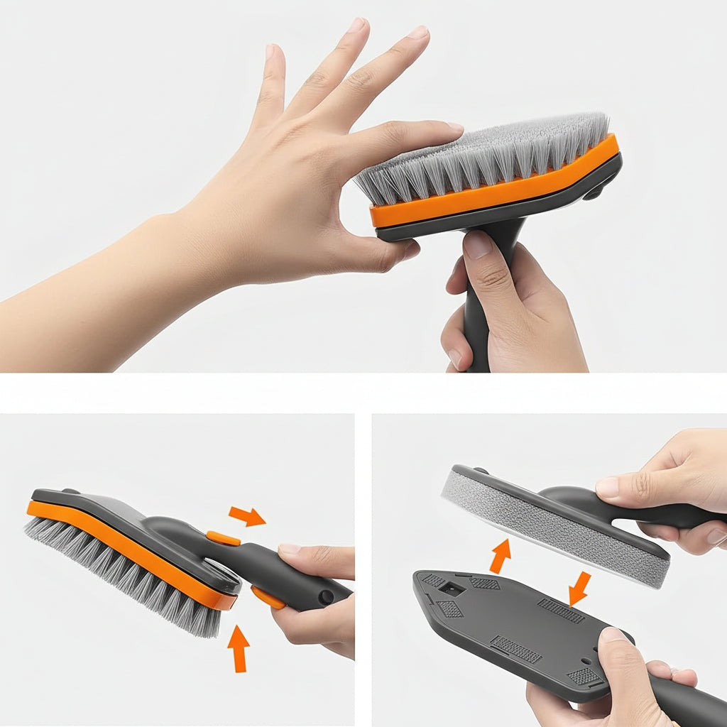 CleanMaster Pro - Versatile Detachable Brush for Tiles & Floors