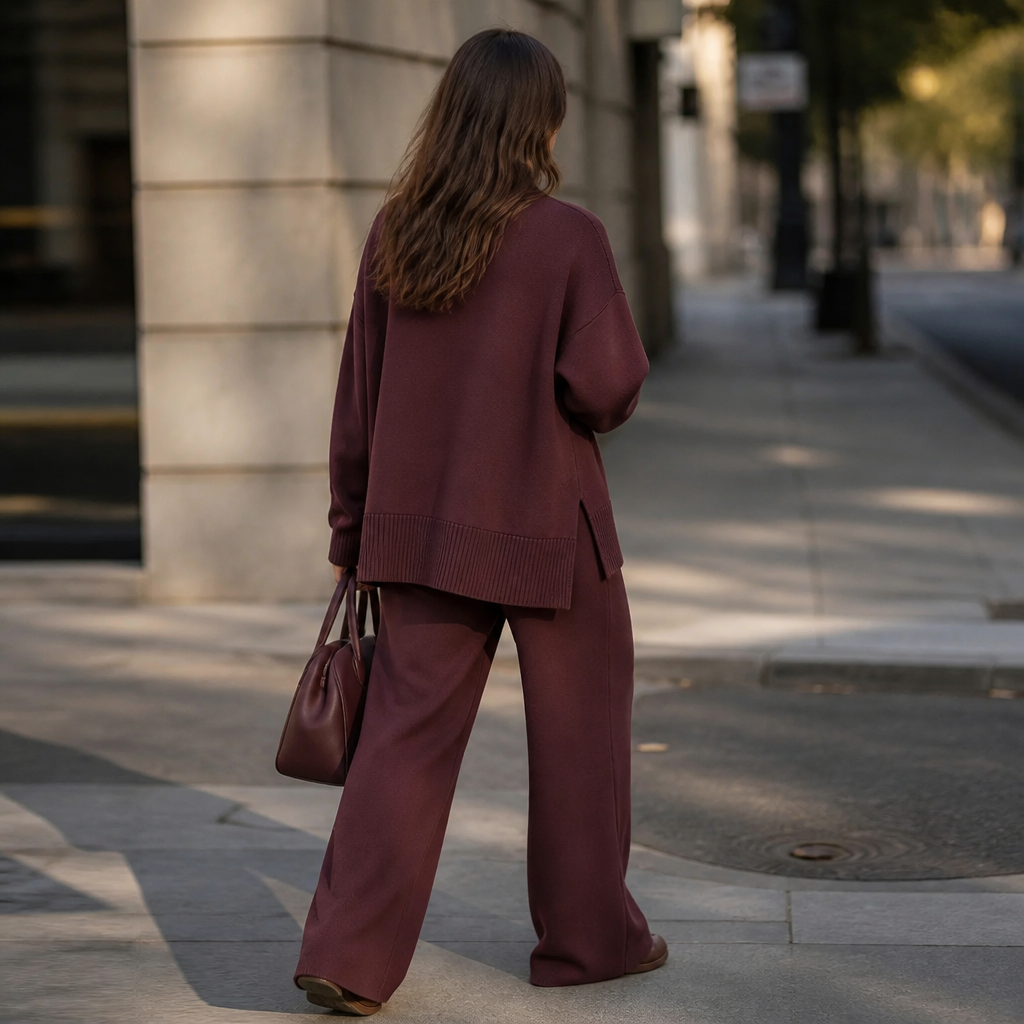 SilvaEase™ – Comfortable Oversized Sweater with Wide-Leg Pant Set