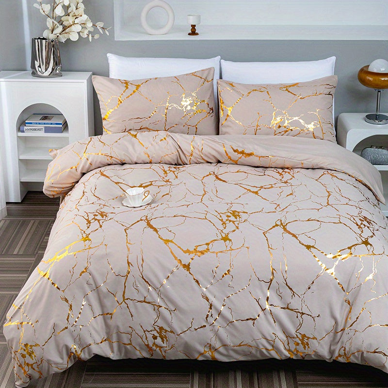 LuxeGleam – Elegant Golden Foil Bedding Collection