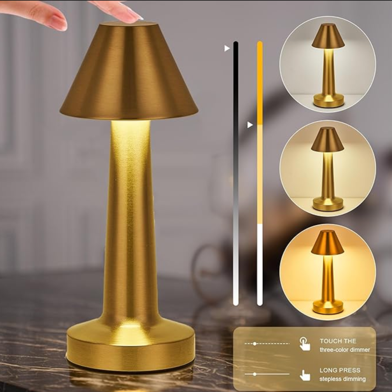 Wireless Dimmable LED Battery Table Lamp LuxLamp – Modern Touch Control | Living Room | Reading Lamp | Bedside Lamp