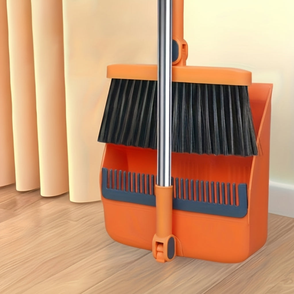SwiftSweep Elite – Versatile Broom & Dustpan Combo with Hair Removal Teeth