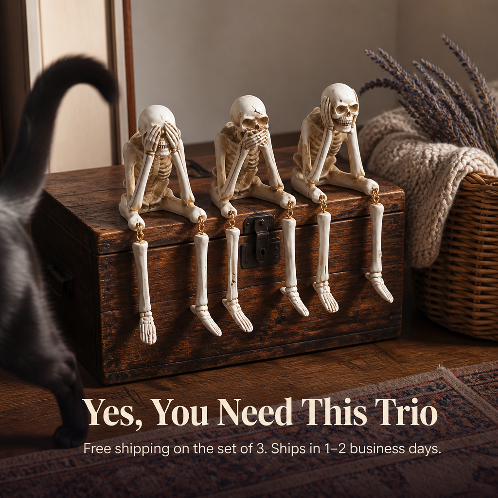 ChuckLuxe™ — Dress Your Shelf with the Dangling-Leg Skeleton Trio Everyone’s Talking About | Set of 3