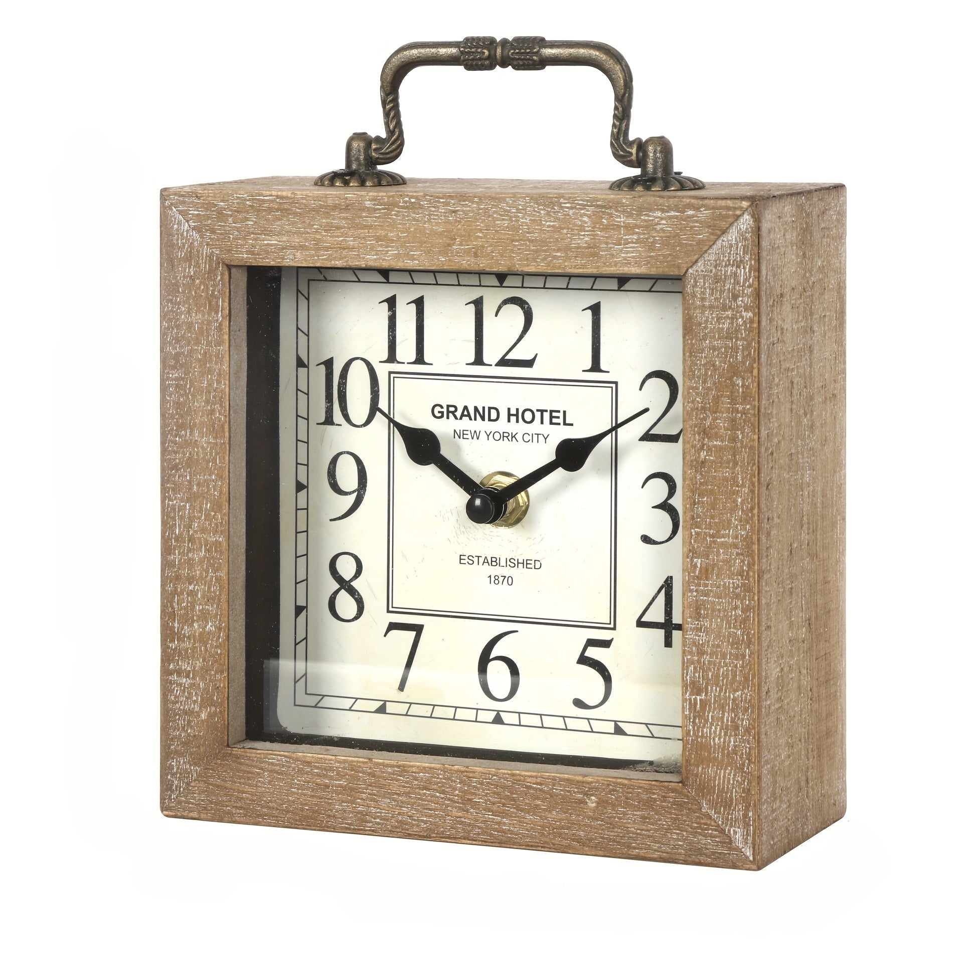 TimberNest - Charming Wooden Shelf Clock with Glass Shield