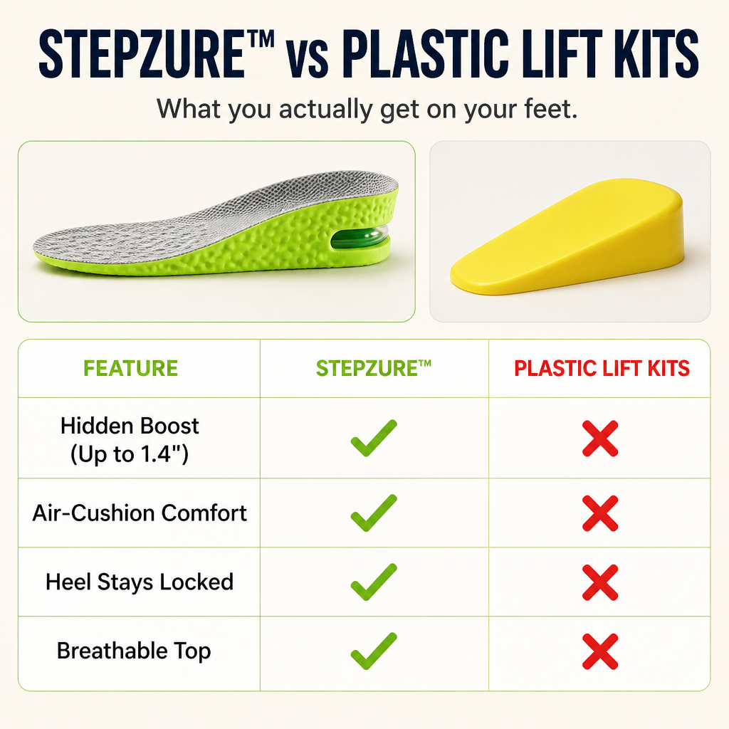 StepZure™ — Gain 1.4 Inches in Height with Any Shoe You Own Already