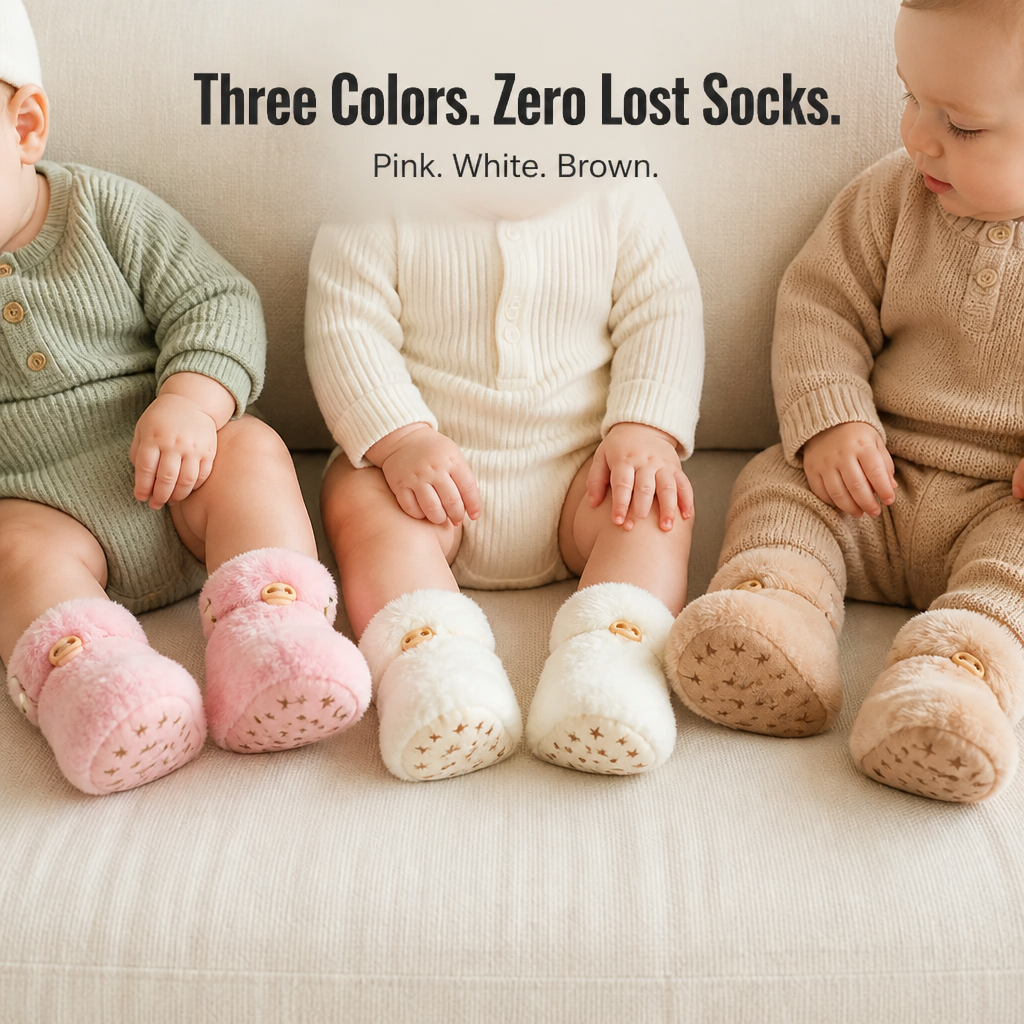 TinyTreadz™ — Snuggle Tiny Toes With Plush Booties That Truly Stay Put