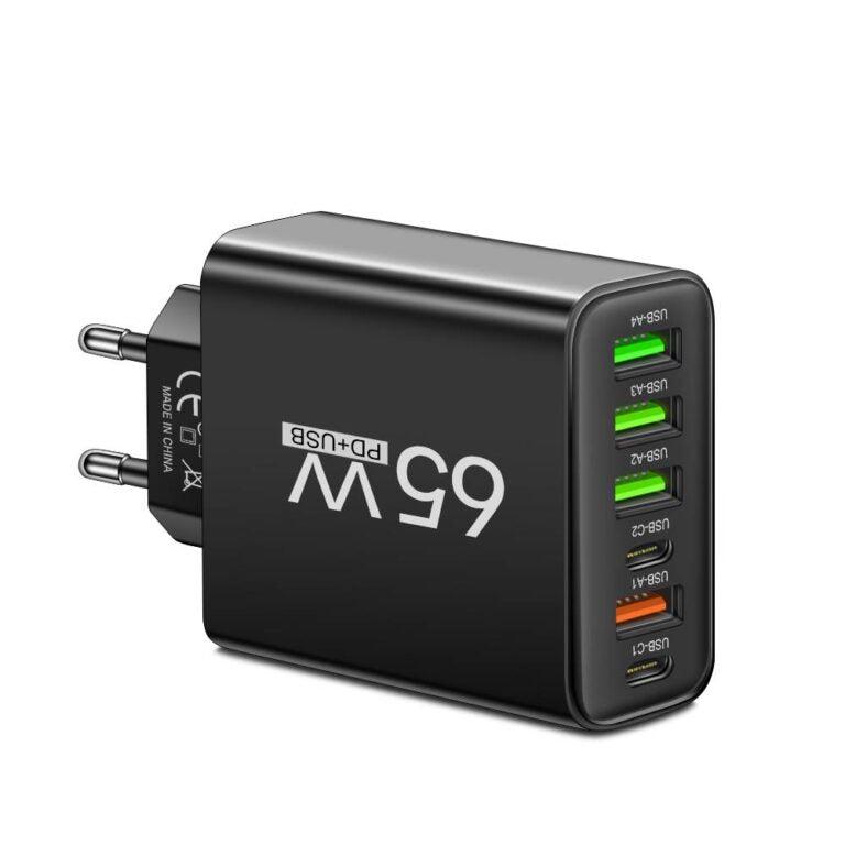 65W Multi-Device Rapid Charger – Power Up to 6 Gadgets Anywhere