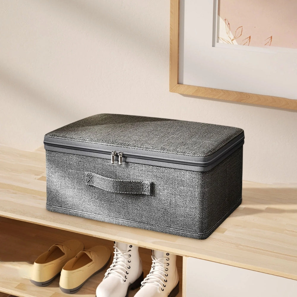 Stylish Fabric Storage Bin with Lid | Compact & Foldable