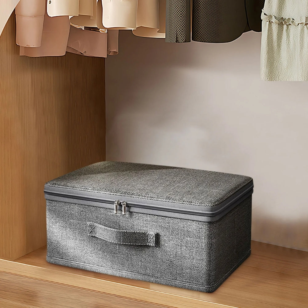 Stylish Fabric Storage Bin with Lid | Compact & Foldable