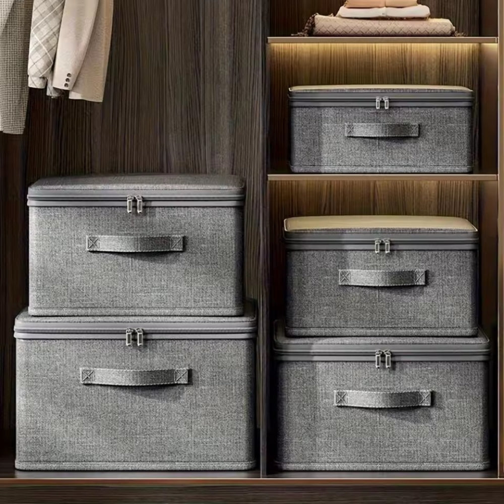 Stylish Fabric Storage Bin with Lid | Compact & Foldable