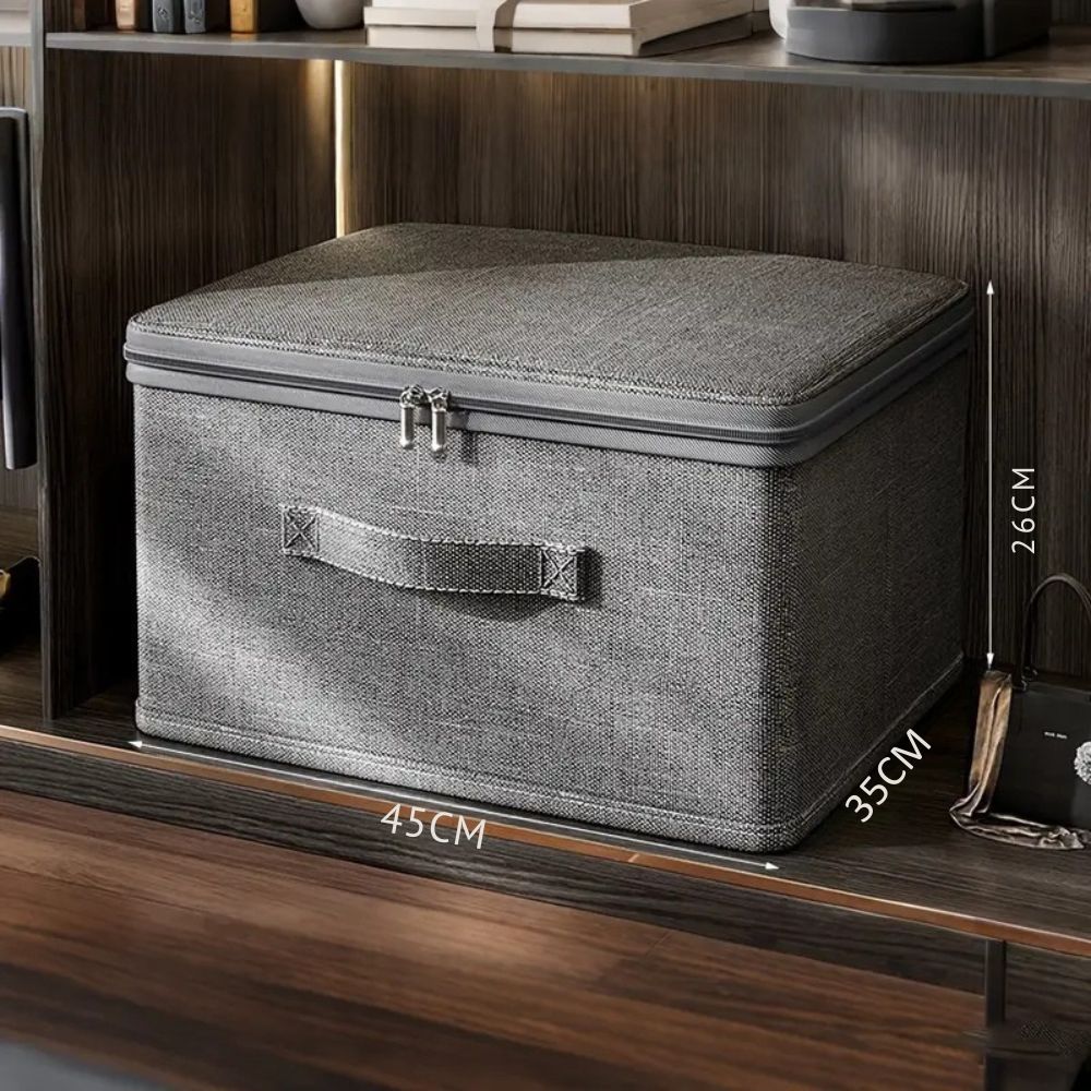 Stylish Fabric Storage Bin with Lid | Compact & Foldable
