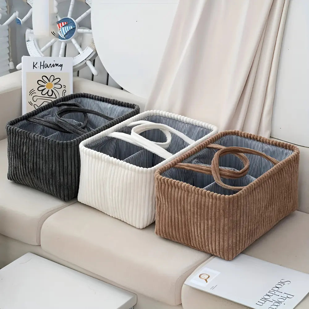 Versatile Storage Basket with Dividers | Organizer with Handles