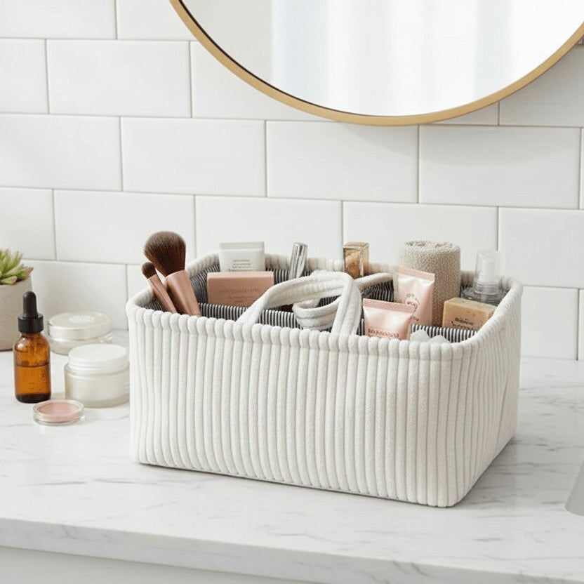 Versatile Storage Basket with Dividers | Organizer with Handles