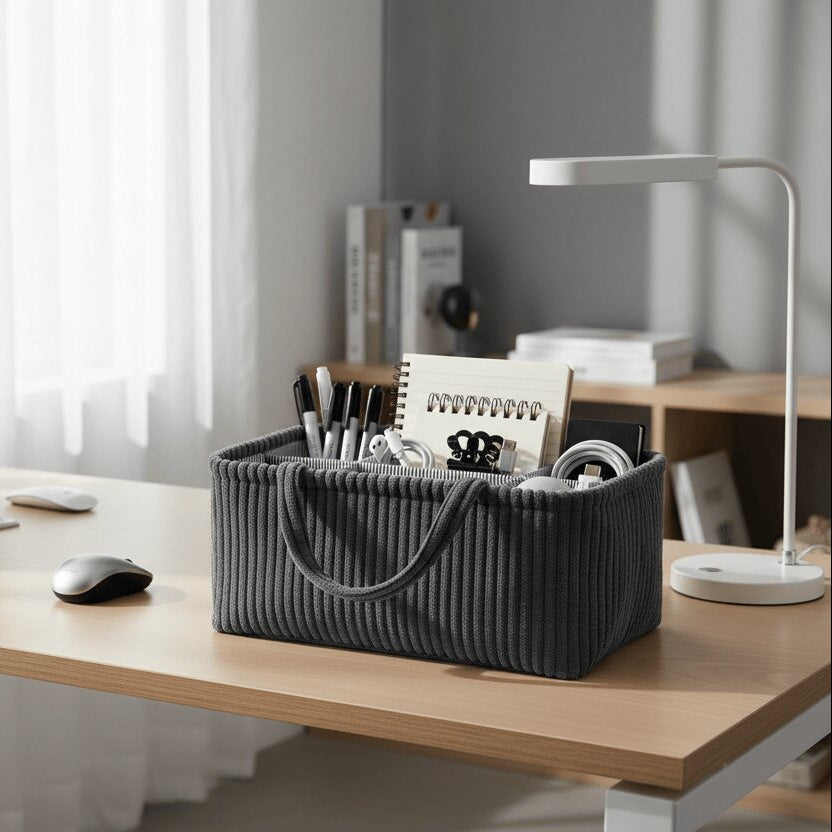 Versatile Storage Basket with Dividers | Organizer with Handles