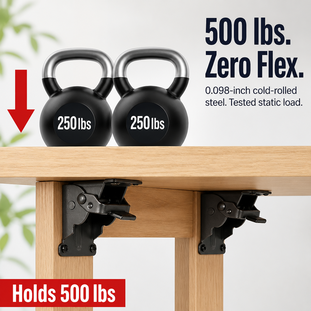 ForgeFold™ — Support 500 Pounds Firmly, Then Fold Neatly Against the Wall