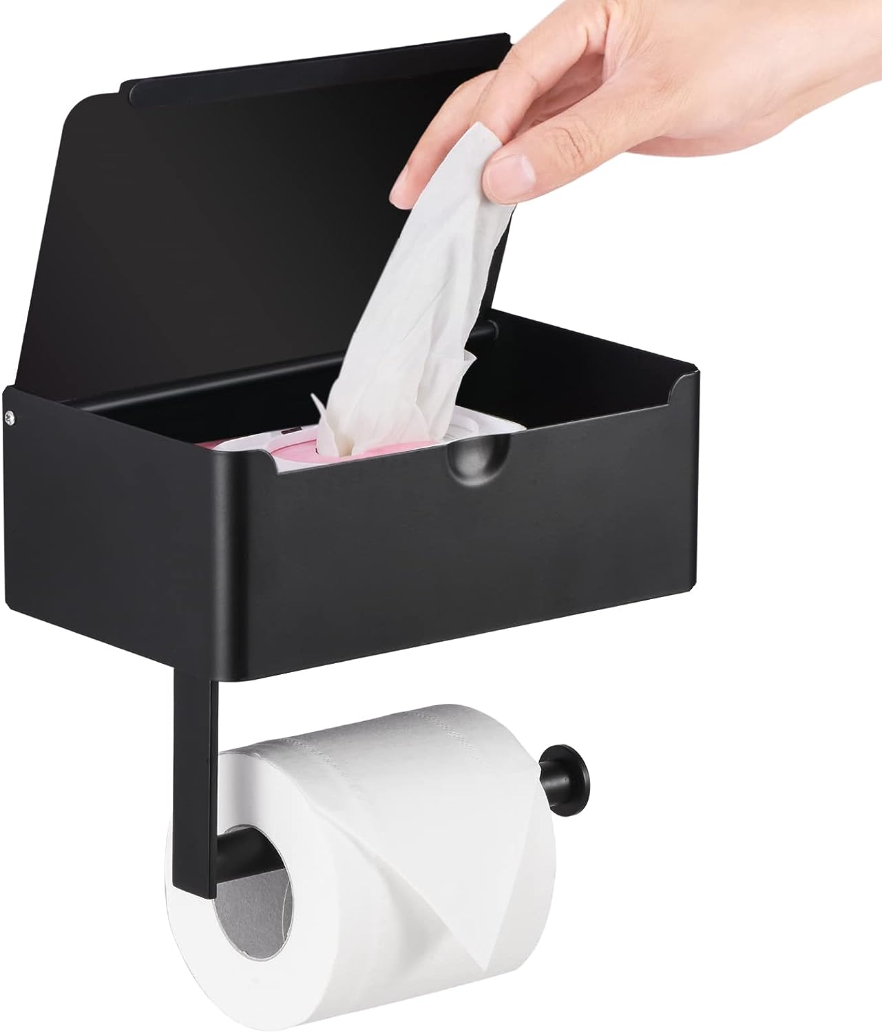 Tissue Dispenser | Stainless Steel Bathroom Paper Holder | 2-in-1 Shelf and Holder | SteelShelf