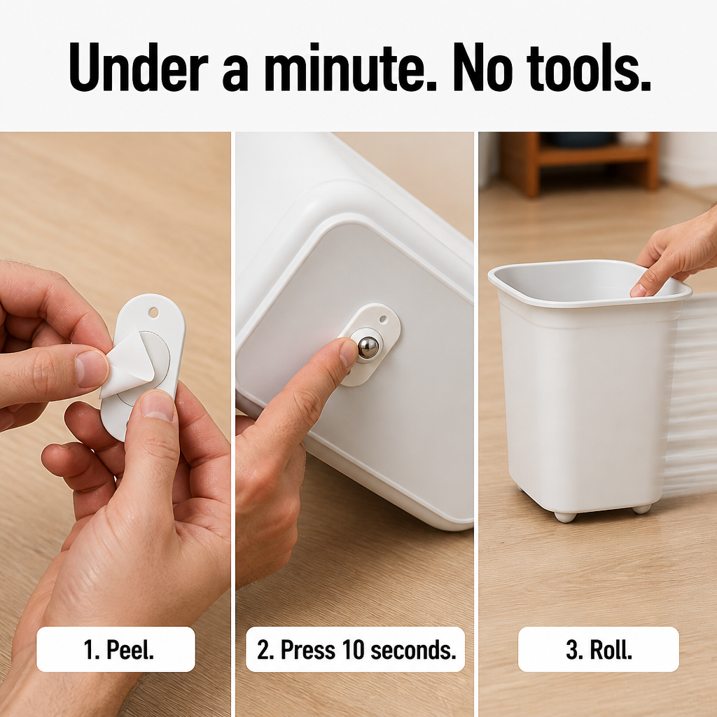 GlideSphere™ — Push and Roll Trash Cans, Storage Bins & Litter Boxes Effortlessly