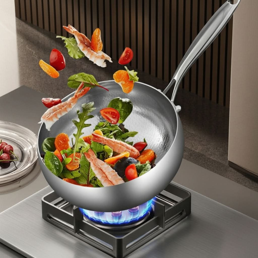 Deep Hammered Skillet for Gas and Induction Cooking