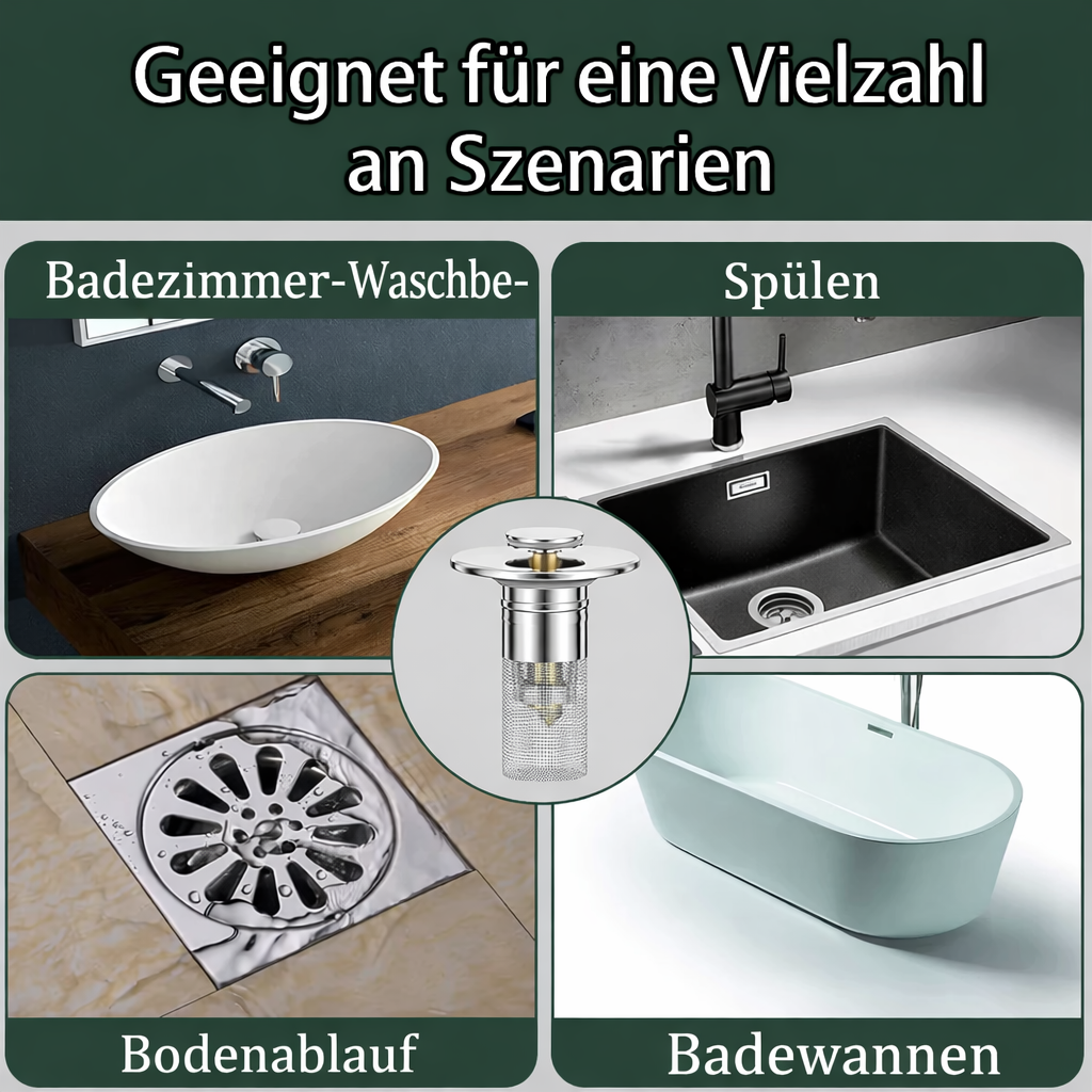 Sink Drain Plug | Stainless Steel Blockage-Resistant Filter | FilterPro