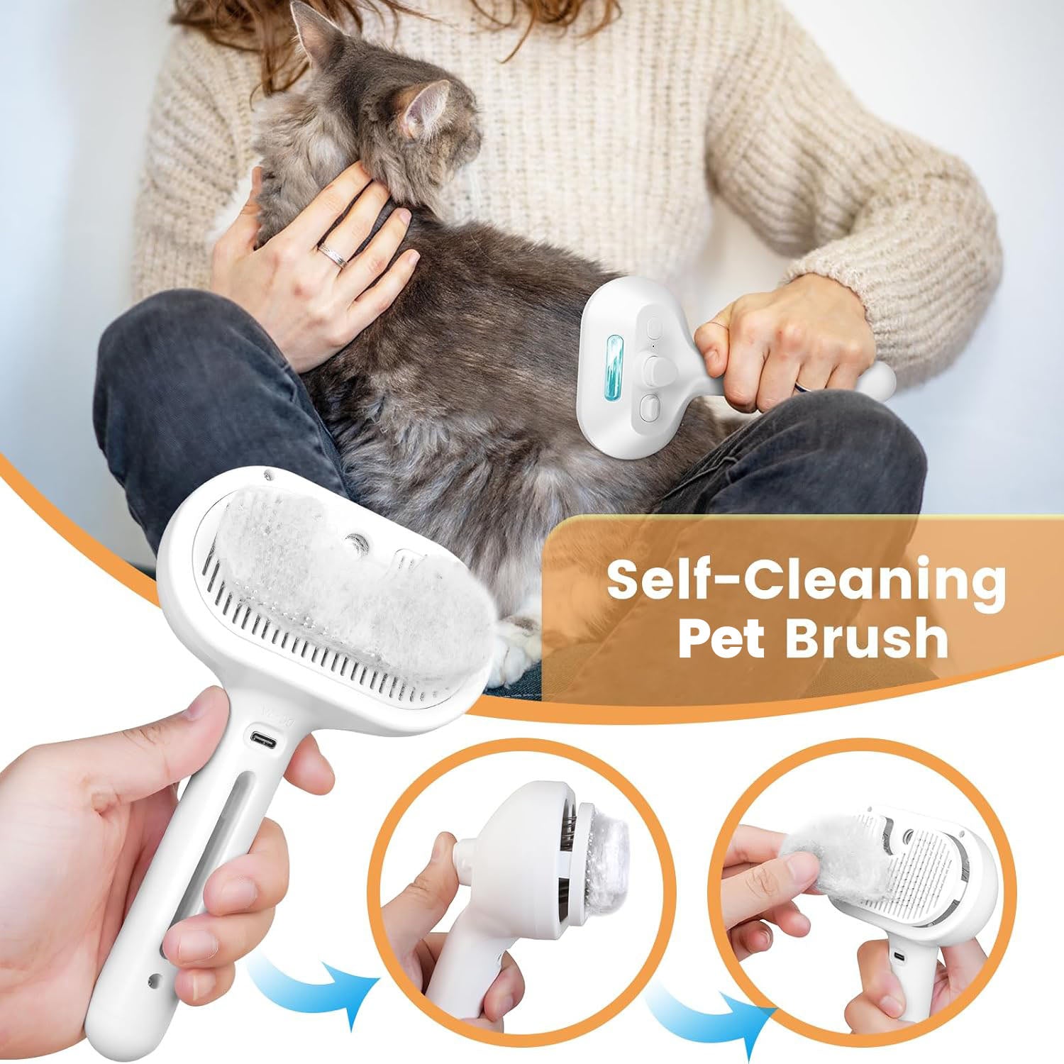 VitaPet™ SteamBrush — Transform Grooming into a Calming, Shed-Free Spa Moment