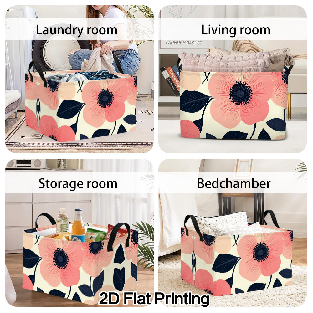 LuxeBloom – Spacious Floral Storage Basket for Chic Organization