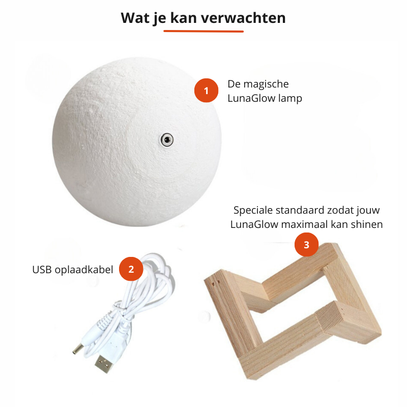 Moon Light with Wooden Base – 16 Colors & Dimmable Brightness