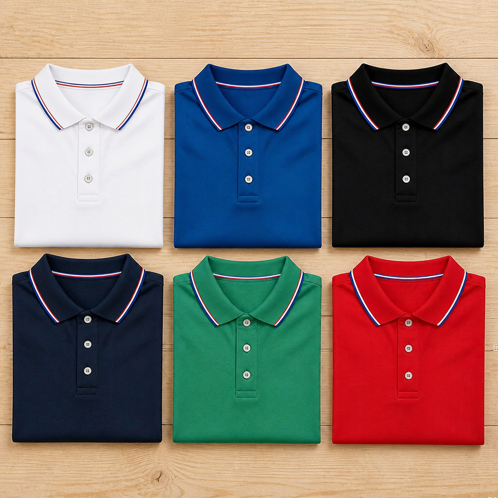 ValorCore™ – Classic Polo Shirt Set with Signature Striped Collar, Wrinkle-Free