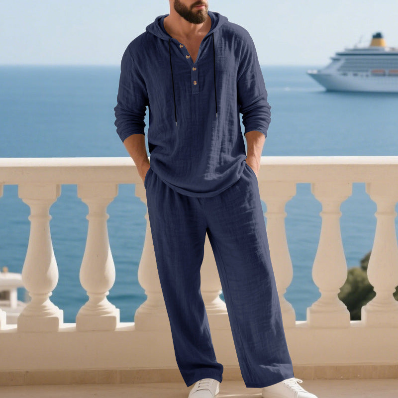 Drakescape™ – Laid-Back Hooded Linen-Blend Two-Piece Set