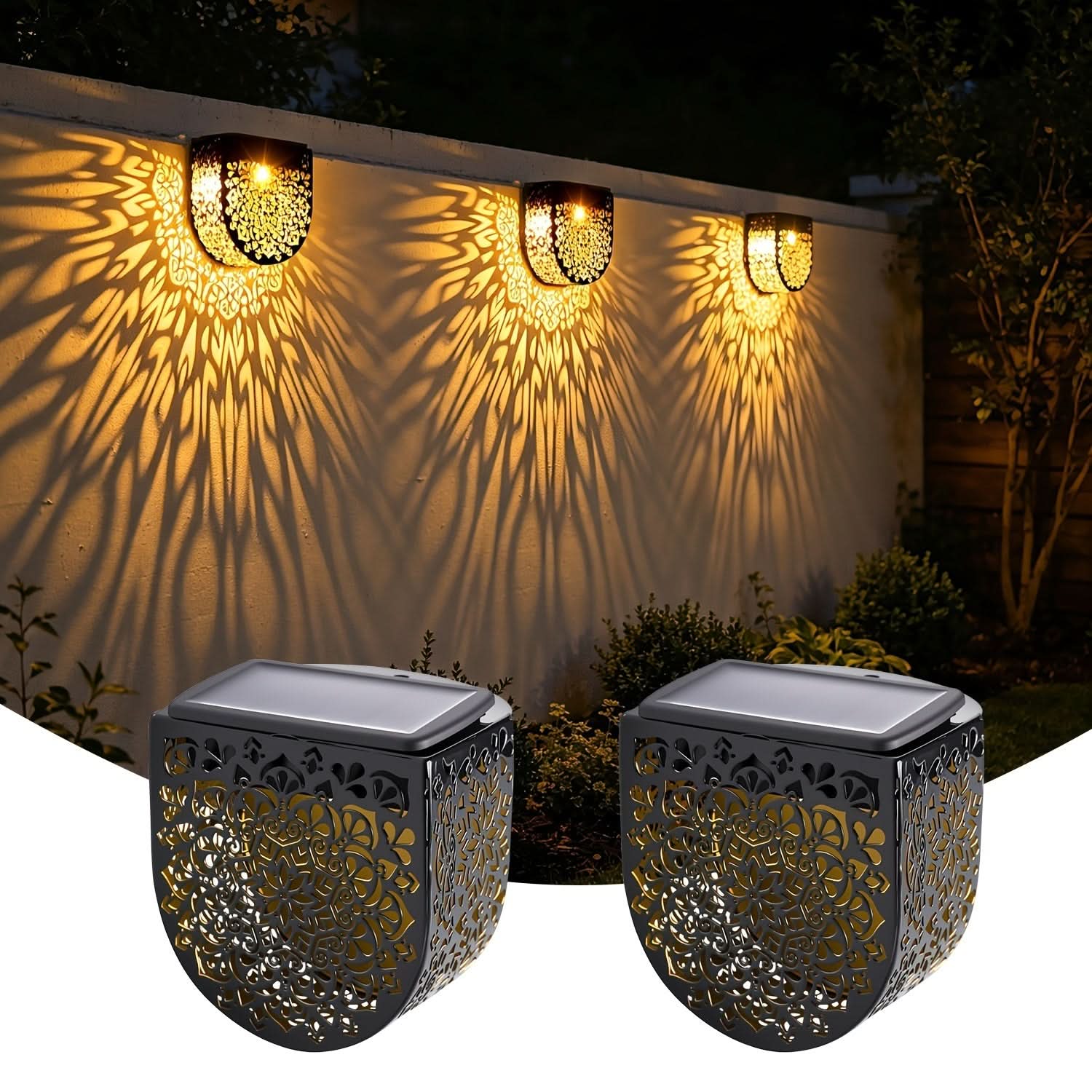 4-Pack of Solar Outdoor Fence Lights with HollowGlow Design