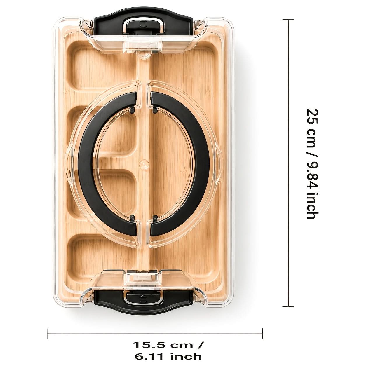 Bamboo Snack Tray with Lid – Divided Design for Serving and Storage