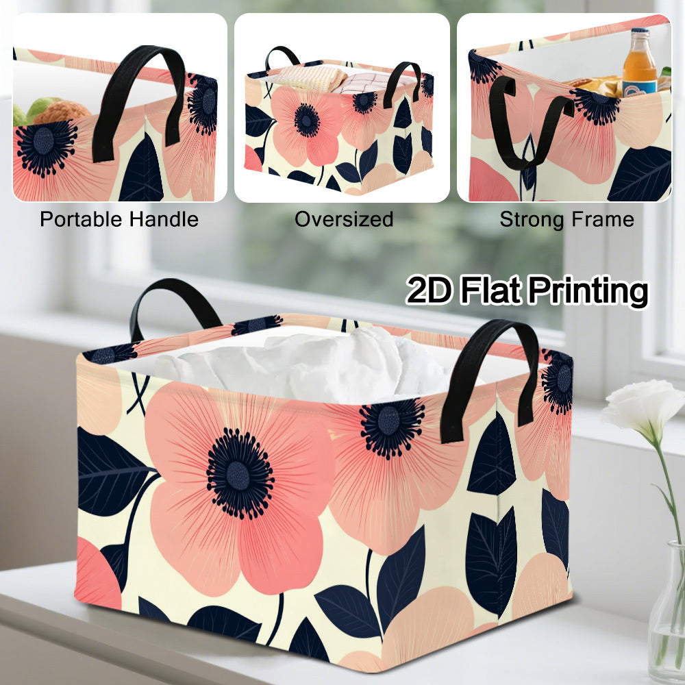 LuxeBloom – Spacious Floral Storage Basket for Chic Organization