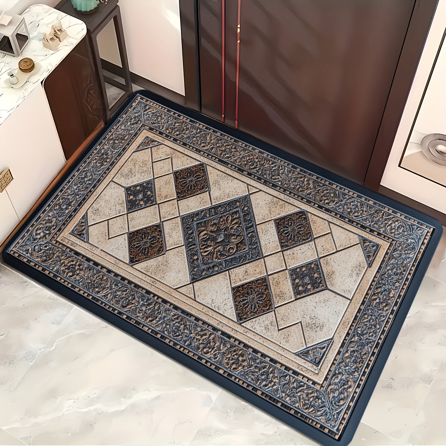 Modern Washable Entry Mat with Stylish Geometric Design