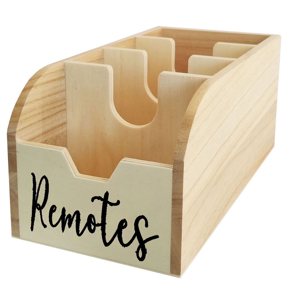 Clutter-Free Living: 4-Section Wooden Remote Control Holder