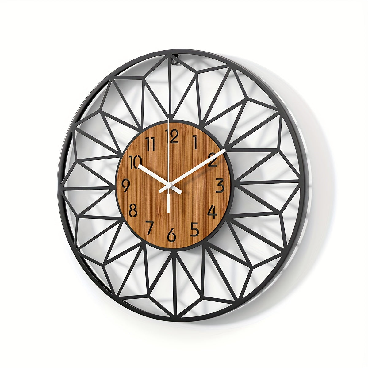 Chic Metal Timepiece with Wood-Look Finish
