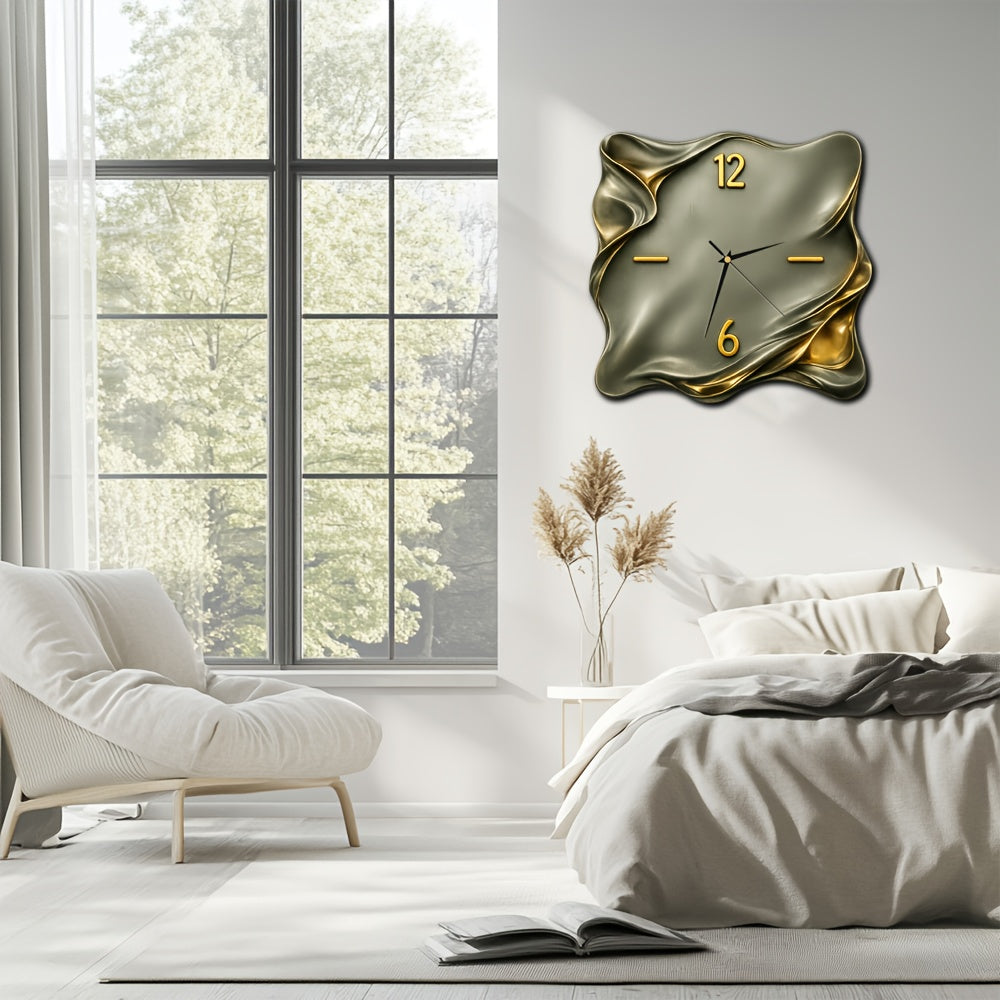 Timeless Wood Square Wall Clock with Luxe Gold Trim