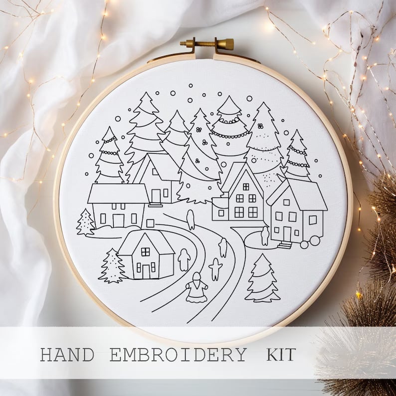 Winter Snowscape Embroidery Kit™ — Create Heartwarming Holiday Charm with Every Relaxing Stitch