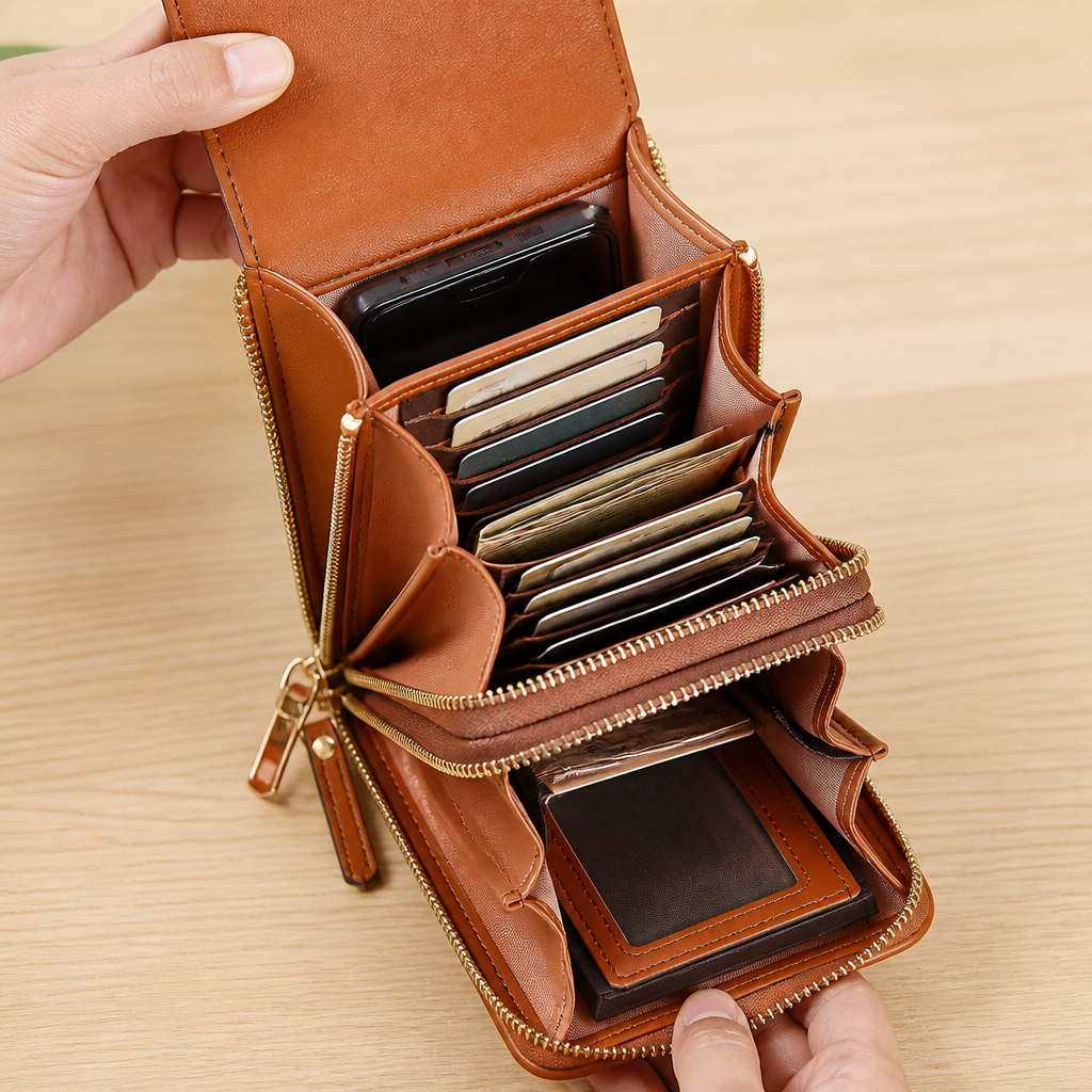 VividGuard™ – Touch-Free Crossbody Phone Bag with RFID Shielding