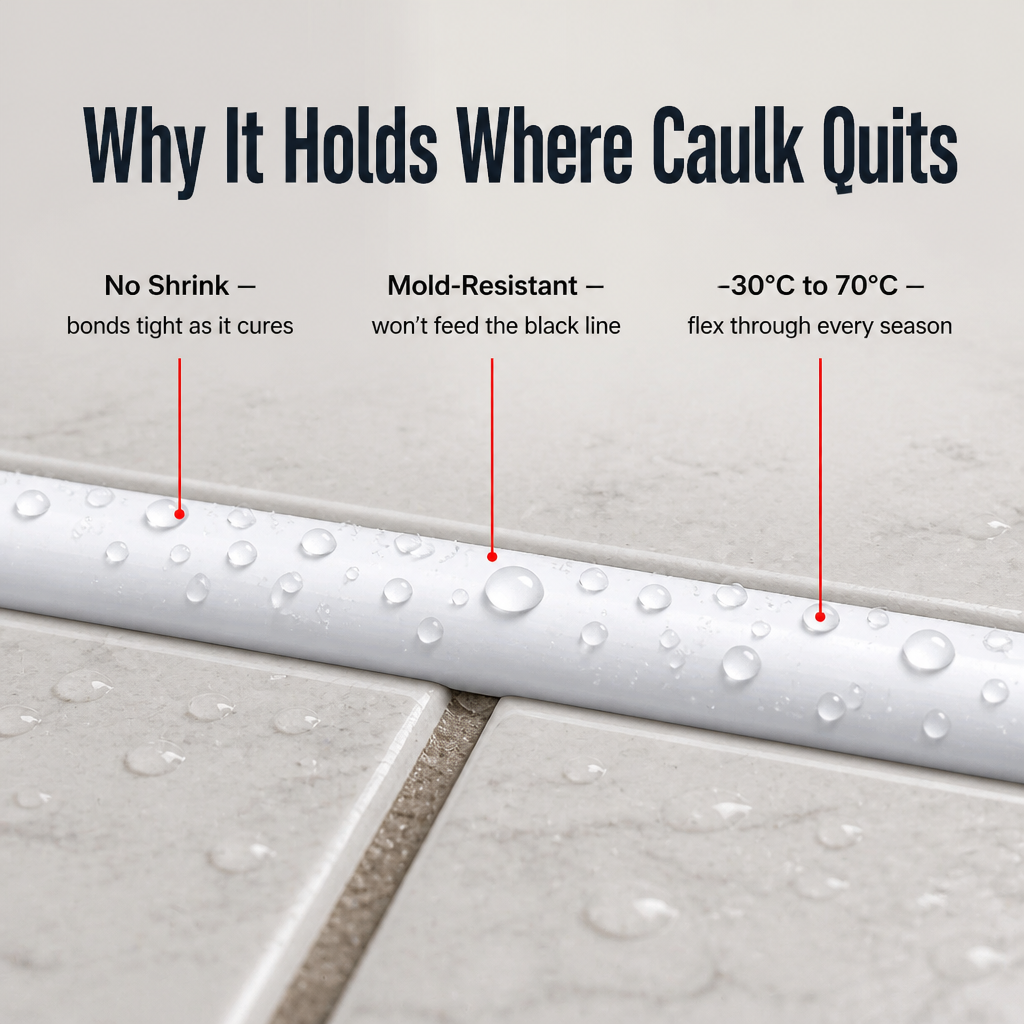 HydroSealPro™ — Close Cracks, Prevent Mold, and Renew Worn Caulk