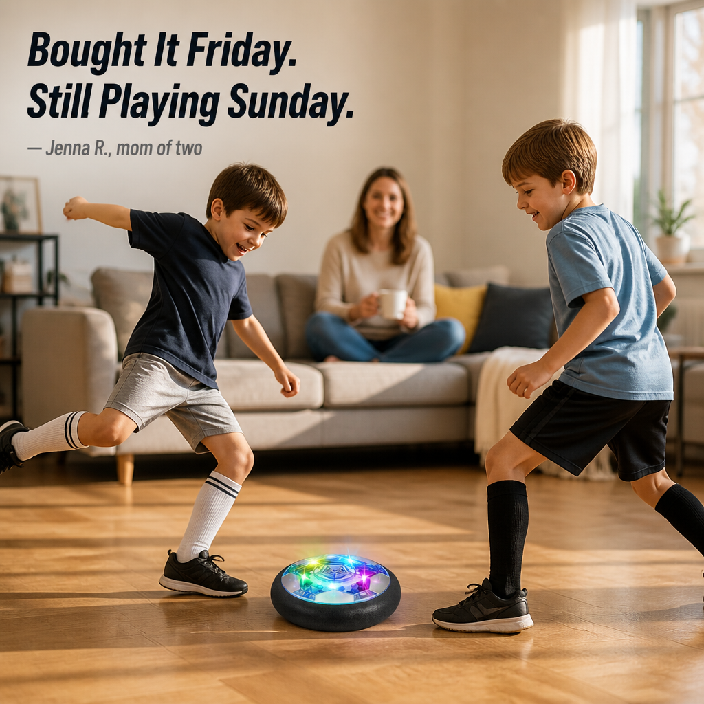GlideSphere™ — Transform Rainy Days Into Indoor Soccer Fun Without Cracked Lamps