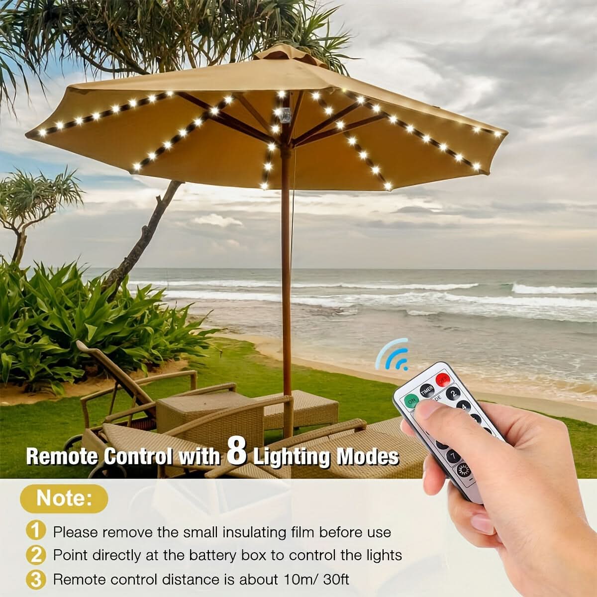 Remote-Controlled Cordless Light for Patio Umbrellas
