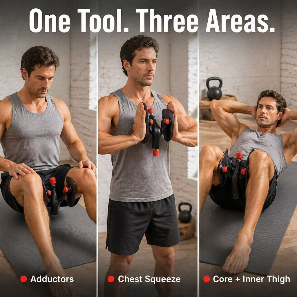 StrongFlex™ — Work Adductors, Chest & Core Wherever You Can Sit