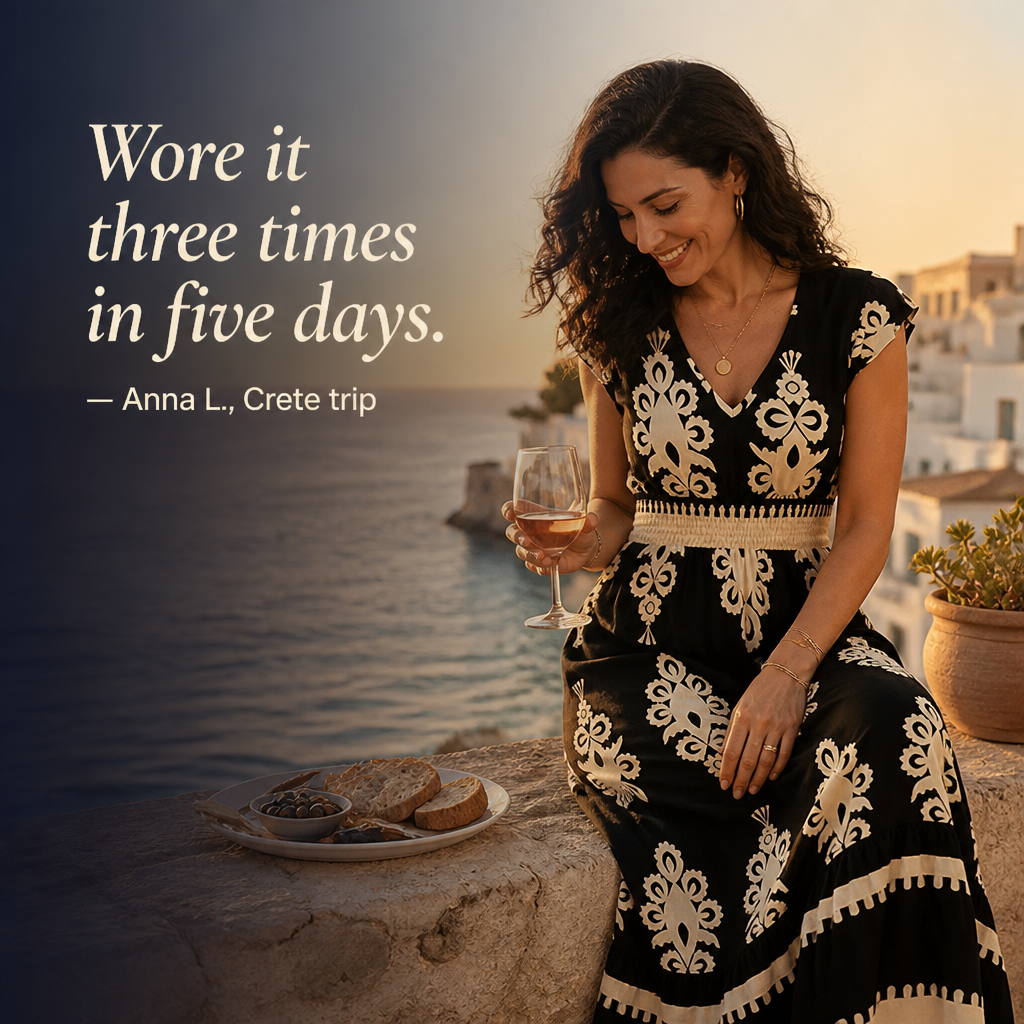 Vellureva™ — Slip on One Cap-Sleeve Maxi from Café Brunch to Rooftop Night