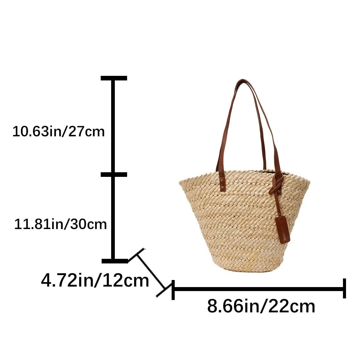Woven Straw Tote Bag for Beach Use