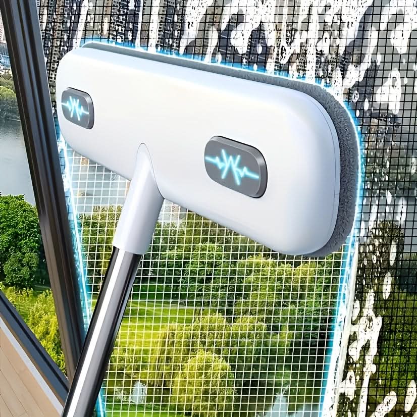 Retractable Window Cleaning Brush with Pet Hair Removal Feature