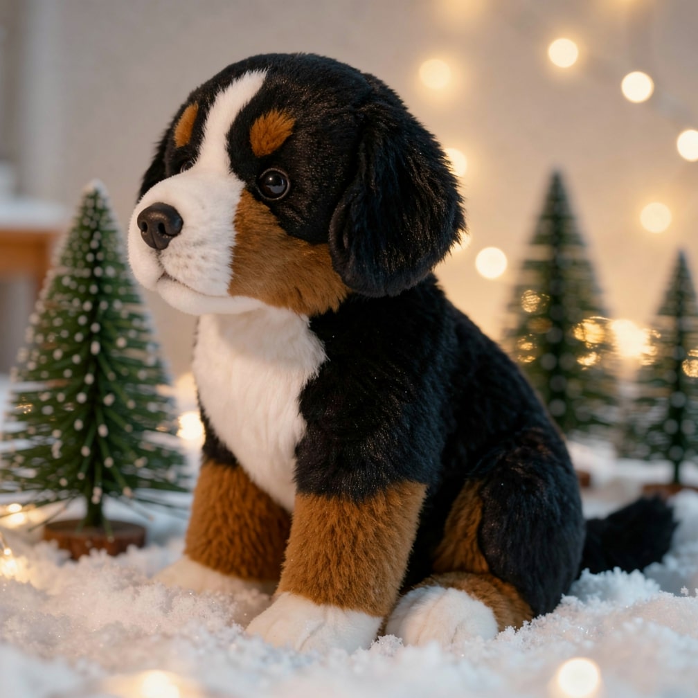 Cuddly Companion: Realistic Bernese Mountain Dog Plush Toy