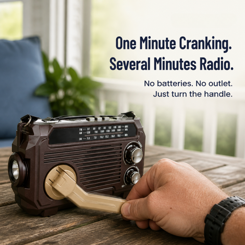 VoltGuard™ — Power Light, Radio, and SOS Via Crank, Sun, or USB