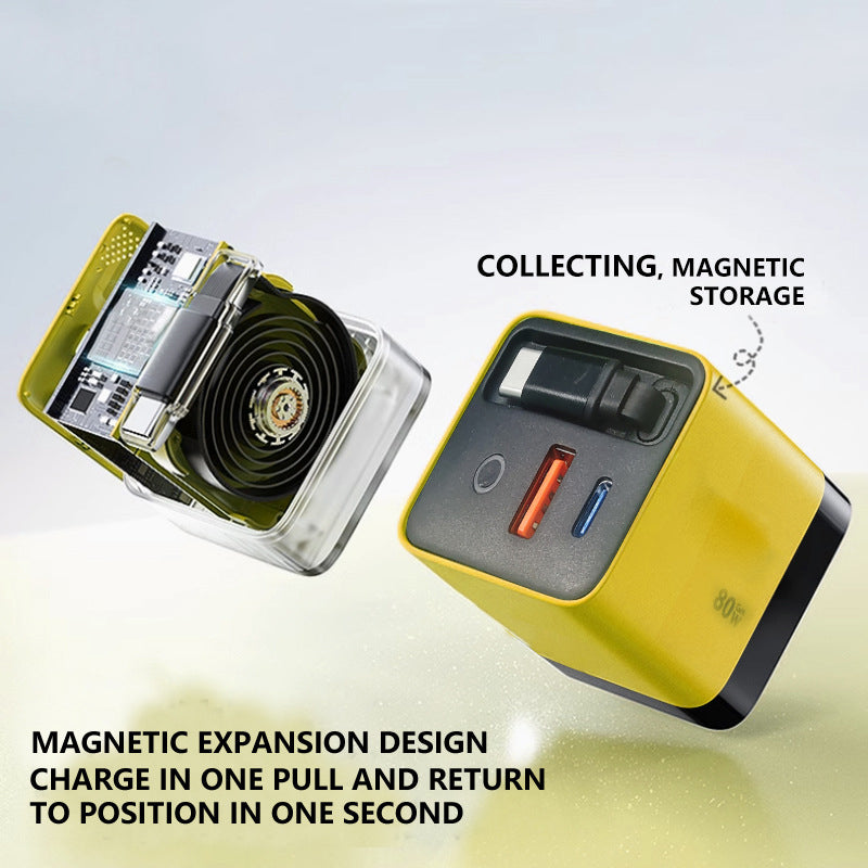 BoltStream™ 80W Retractable Charger — Unleash Lightning-Speed Power Without the Tangle
