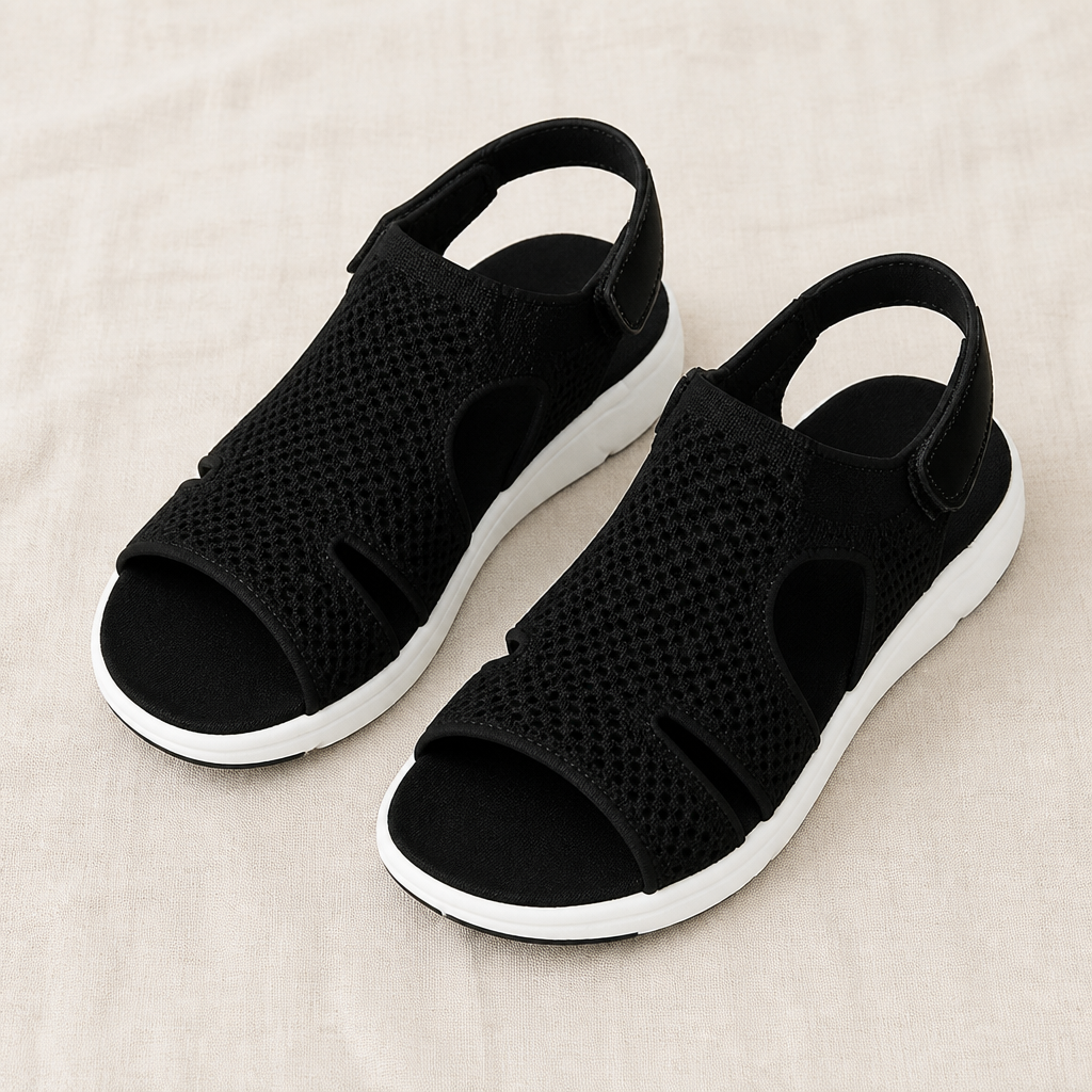 AeroLuxe™ – Padded Mesh Slingback Sandals with Velcro Closure