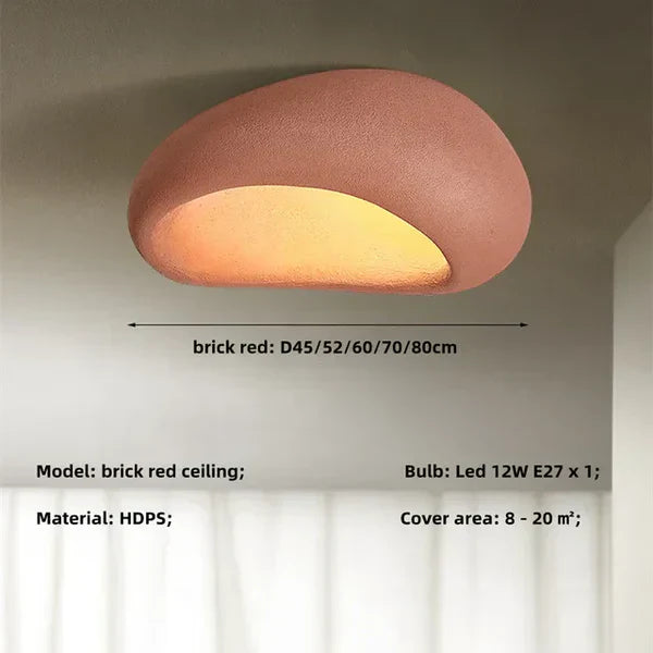 Wabi Sabi Ceiling Light – Soft Warm Radiance with Natural Stone Texture