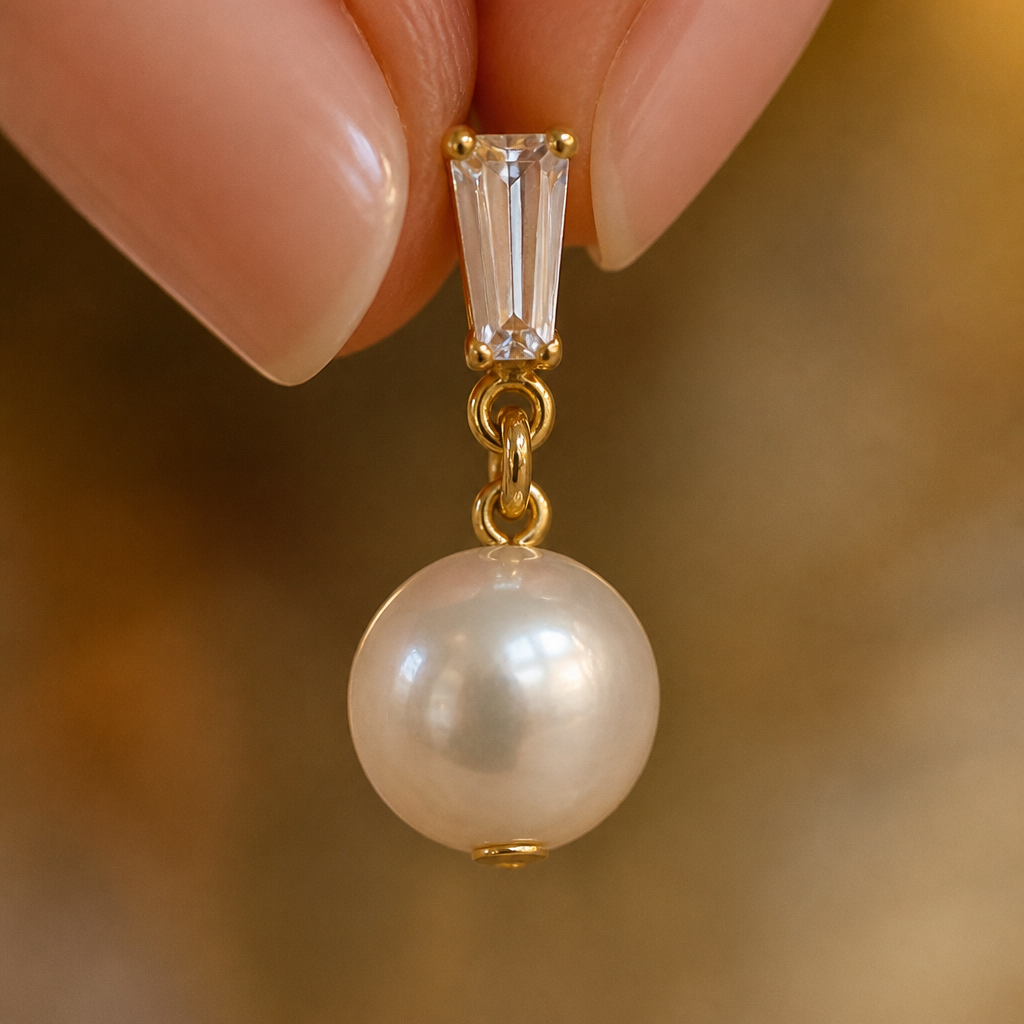 LumaFleur™ – Graceful Pearl Drop Earrings with Crystal Detail