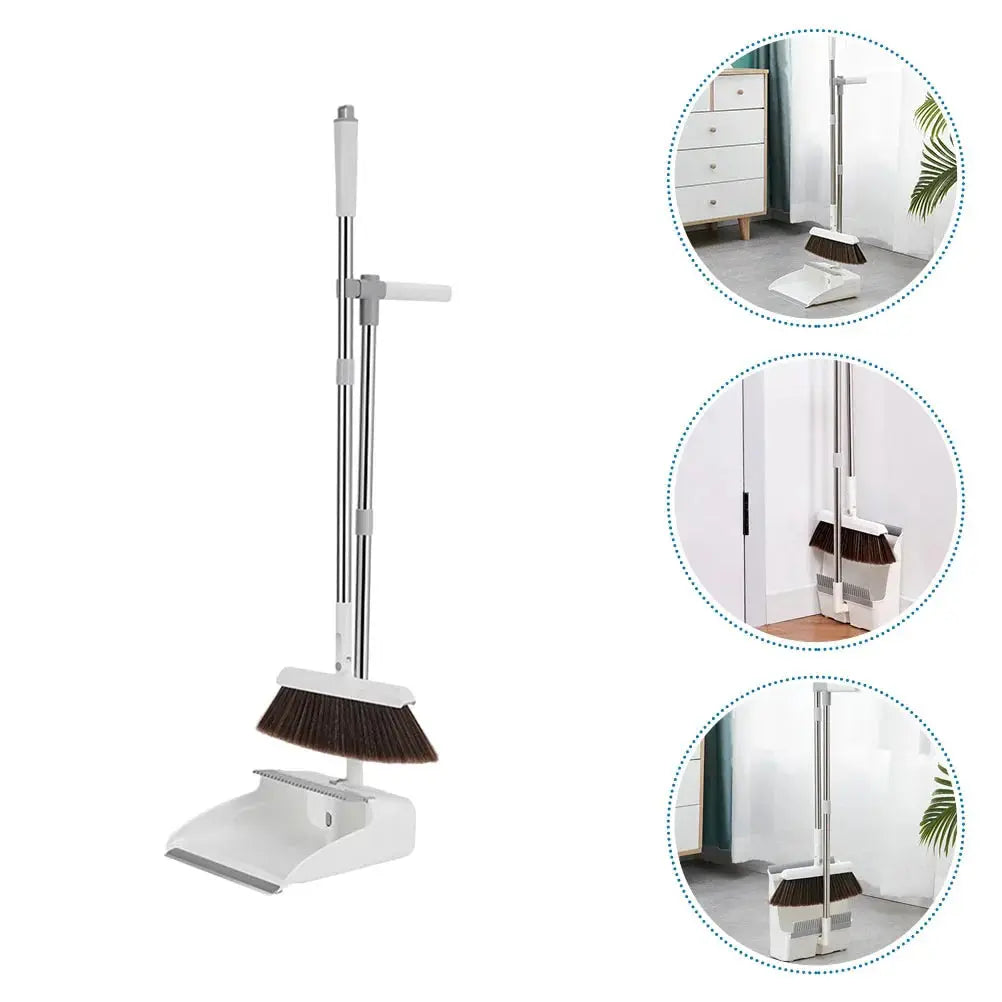 Broom with Dustpan Set | Upright Sweeping, No Bending | Comb-Edged | CleanStand